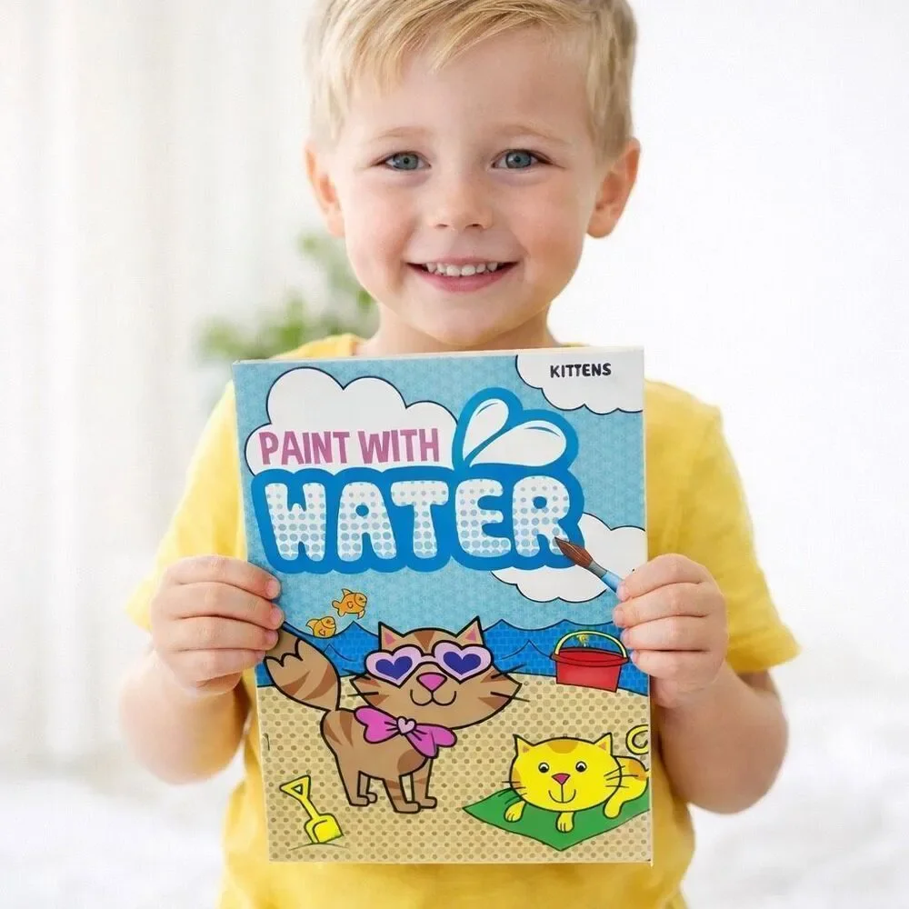 Paint With Water Kittens Activity Book Kids Reusable Mess Free Art Travel Toy